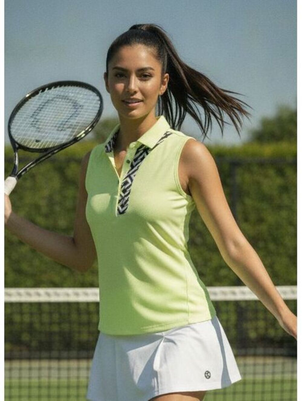 Nivo Neon Yellow Golf Polo Shirt Size Medium M Sleeveless Sporty Trim
